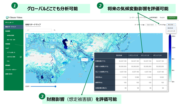 気候変動に関する自然災害リスク評価サービス『Climate Vision』